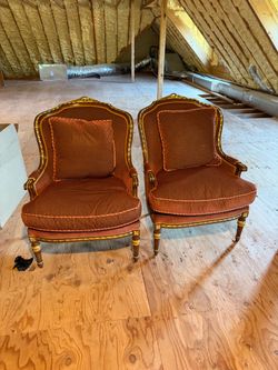 Pair of Vintage French Louis XVI Style Bergère Accent Armchairs