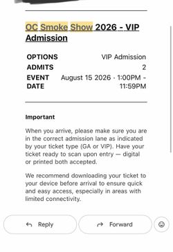 OC Smoke Show- Kane Brown -VIP admission