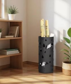 Freestanding Umbrella Stand for Hallway, Round Umbrella Basket with 4 Hooks and Drip Tray for Entryway, Grey