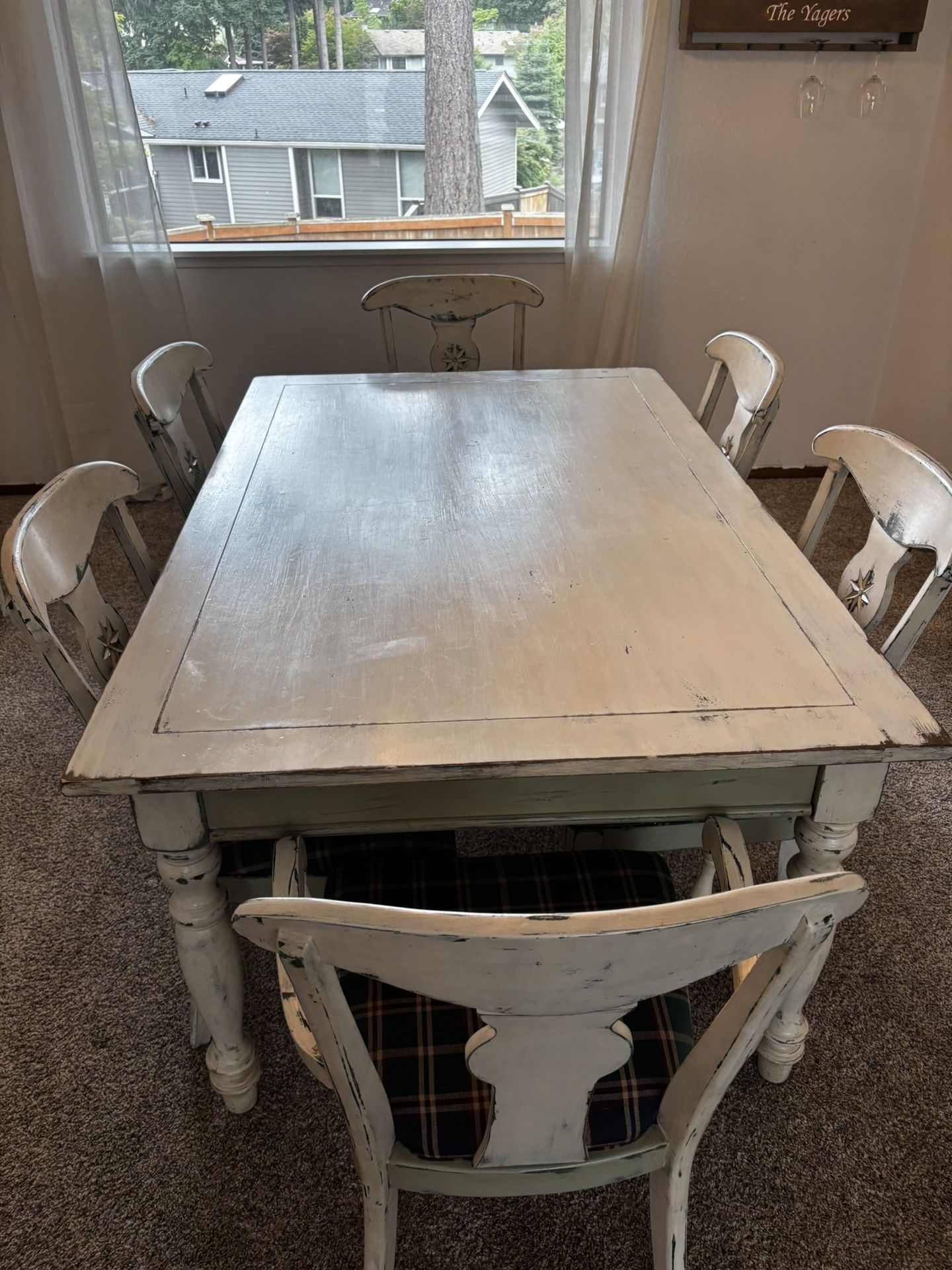 Dining Table, 6 Chairs And hutch