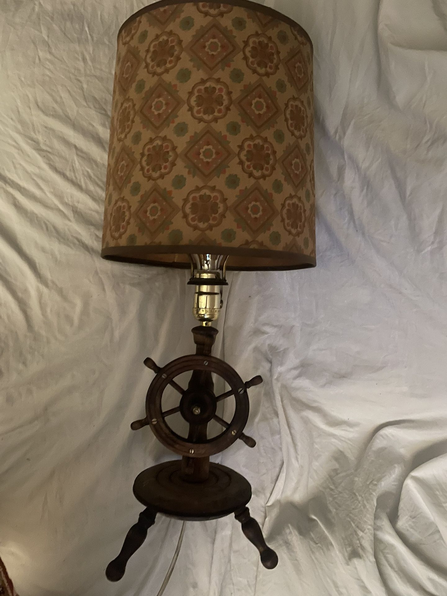 Antique Nautical Wooden Table Lamp 