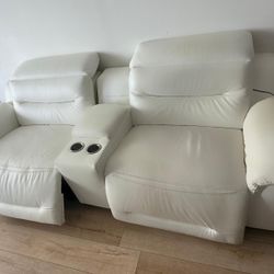 Cream Leather Recliner Sofa By Sofía Vergara Collection 