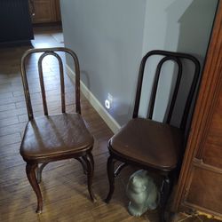 Antique Leather Ladder Back Chairs