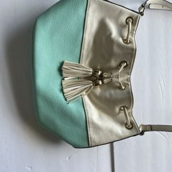 Charming, Charlie, teal and white purse