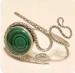925 sterling silver Malachite snake shaped bangle