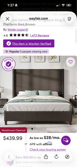 Crofford Upholstered King Size Platform Bed