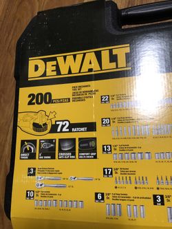 DeWalt 200 Piece Mechanic’s Professional Tool Set (1/4”, 3/8” & 1/2” Drive Ratchet & Sockets). LIFETIME WARRANTY. New in the Box!