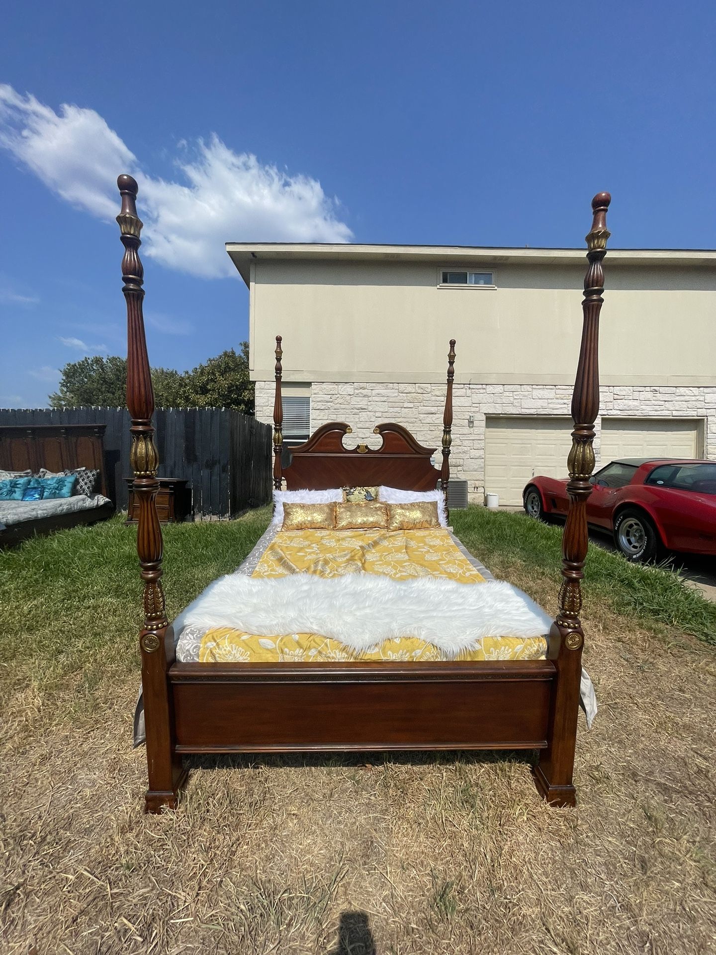 Gorgeous Queen/Full bed, Night Stand, Mattress $400 OBO