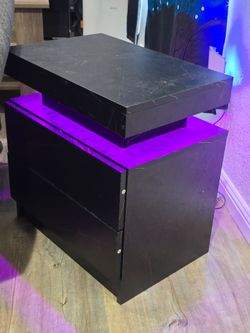 Black Gloss Bedside Table with LED lights
