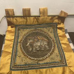 Burmese Thai Malaga Framed Elephant Tapestry 20x17