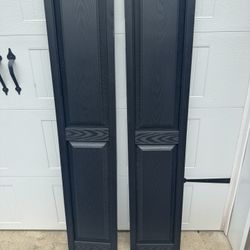 (5) New Sets Vinyl Raised Panel Black Shutters 14 3/4” x 75”. $20 A Set. Must Pickup