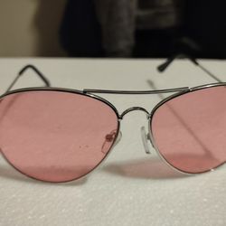 Vintage Pink Lens Gold Frame Aviator Style Sunglasses