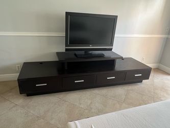 Dark Wood TV Stand with Drawers