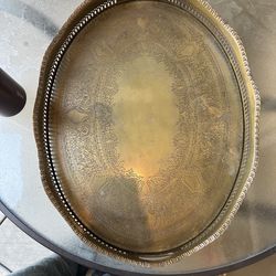 Vintage Ornate Brass Serving Tray