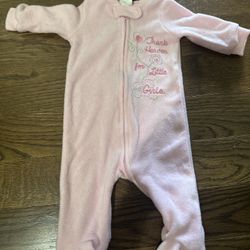 Pink Fleece Baby Girl Footed Onesie – Size 3M 