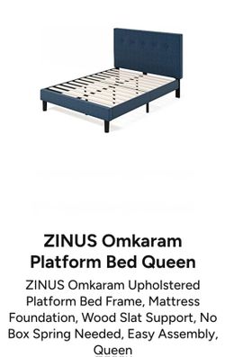 ZINUS Omkaram Upholstered Platform Bed Frame, Mattress Foundation, Wood Slat Support, No Box Spring Needed, Easy Assembly, Queen