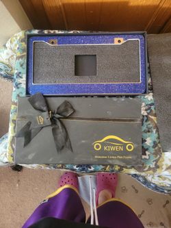 Kiwen Rhinestone License Plate Blue.