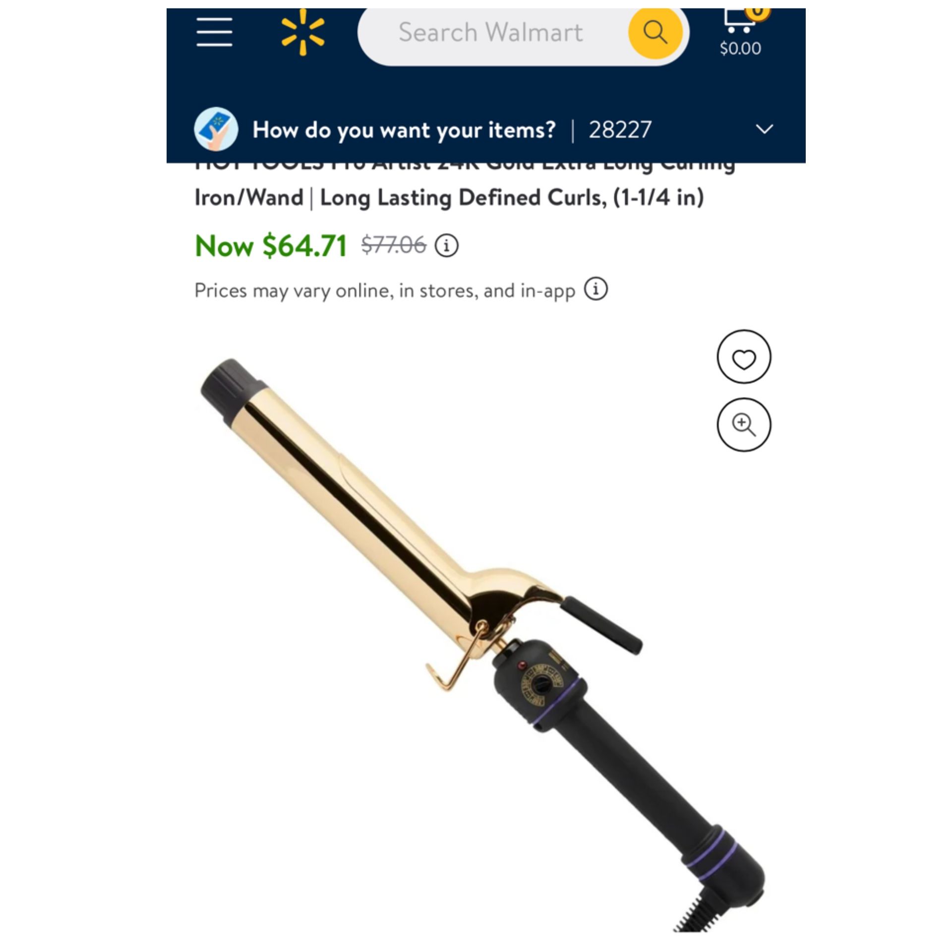 Big $$$ Brand Name Gold Curling Iron 1-1/4”