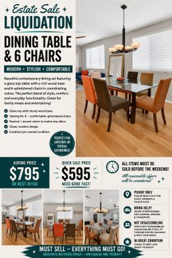 Glass Dining Table Set with 6 Chairs