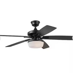 Hampton Bay Gazebo IV 52 in. Indoor/Outdoor Matte Black Downrod Mount Ceiling Fan with Remote and Light Kit with 2-Bulbs. Included
