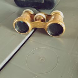 1930s French Antique Brass Mother Pearl Binoculars