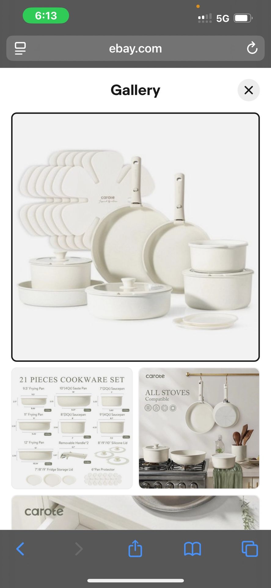 π BRAND NEW IN BOX β 21-PC CAROTE CERAMIC COOKWARE SET β CREAM COLOR