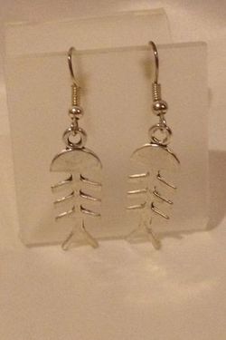 New silver Bonefish dangle earrings
