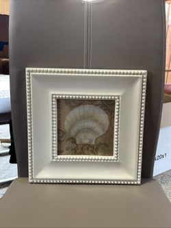 White Beaded Shell Square Photo Frame, Wood, Matte Finish, 12x12 in, 1 Photo
