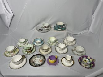 Antique Mixed Tea Cups And Plates