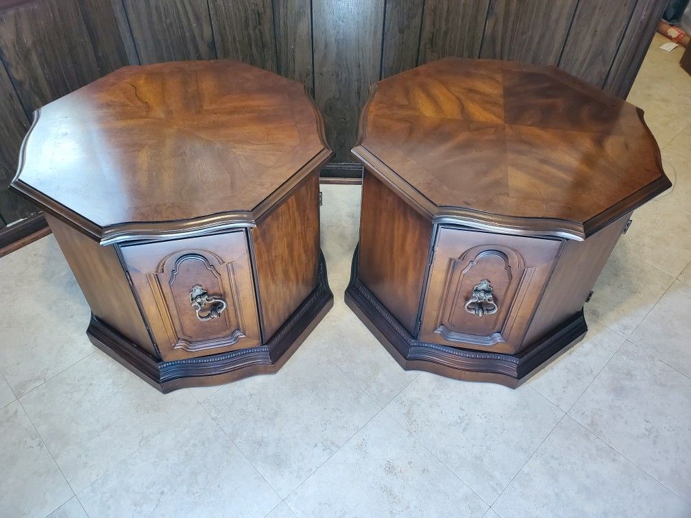 Solid Wood Hexagon End Table Set