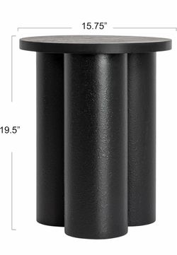 Creative Co-Op Round 3-Column End Table, Black