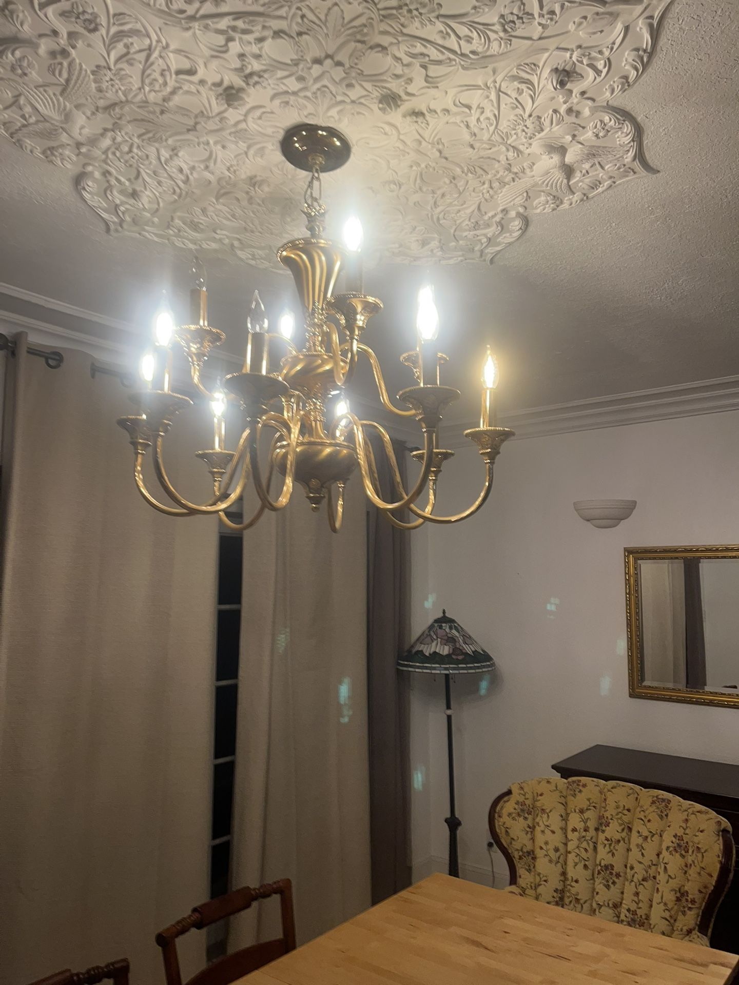 Beautiful Chandelier Gold Stain $190