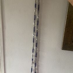 Long Necklace Blue And Silver 