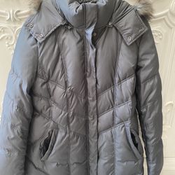 Andrew Marc black faux fur jacket parka warm XL New York GUC winter coat