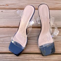 Azalea Wang Clear Strappy Heels - Size 8.5