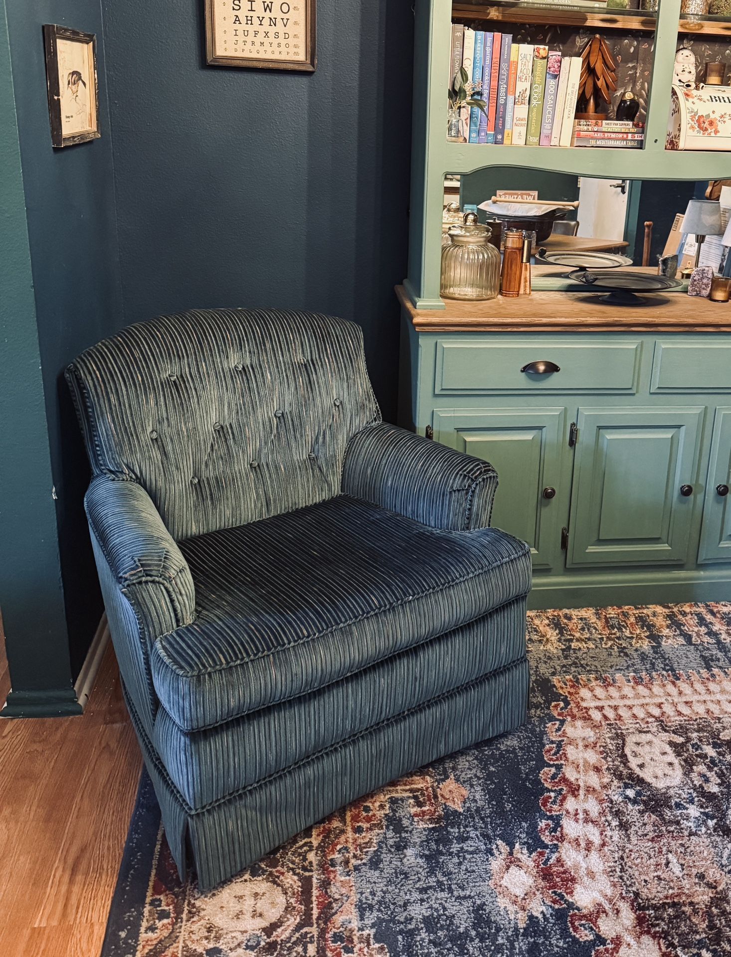 Vintage Blue Green Lounge Chair