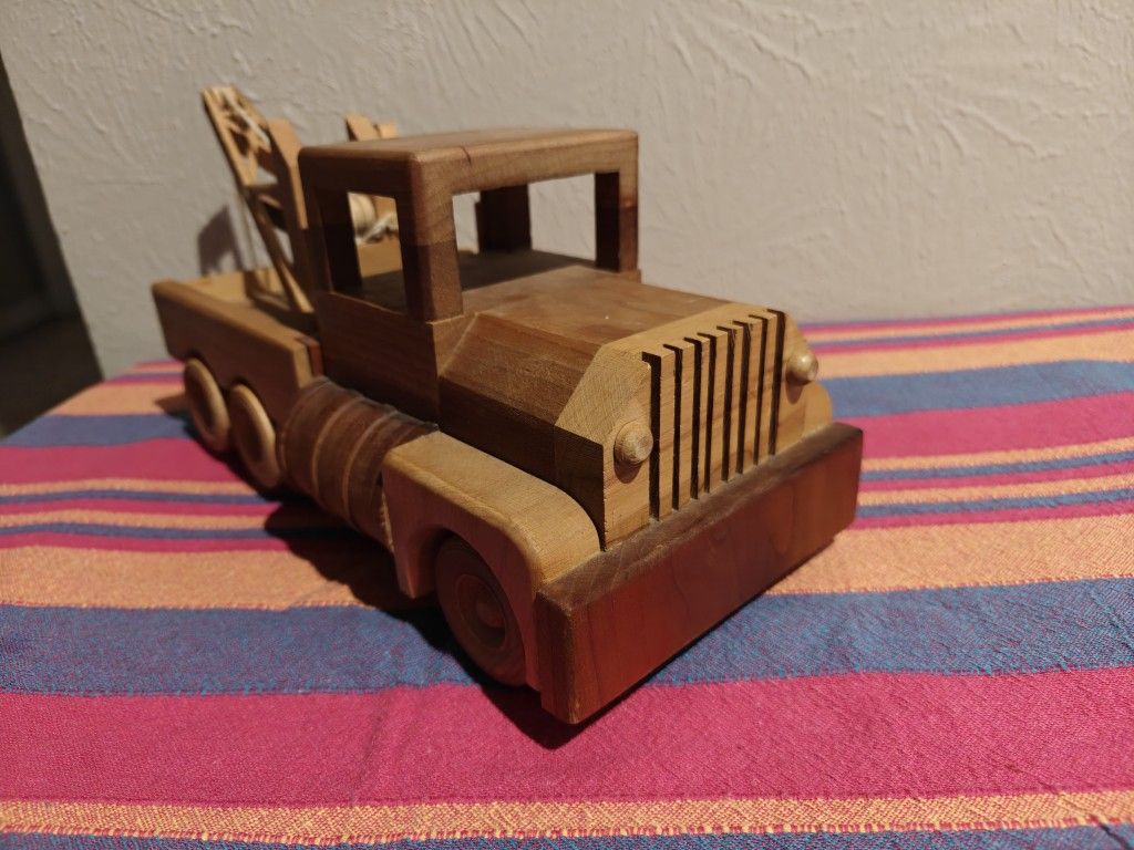 Wooden Toy Tow Truck