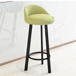 Generic Bar Stools Linen Fabric Breakfast Counter Chairs with Backrest set of 2