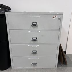 Lateral fire resistant file cabinet four drawer 38 x 22 x 53 light gray