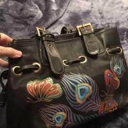 Leather black Woman Purse 