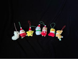 Set of 7 Christmas Plush Ornaments – Santa, Snowman, Reindeer & More