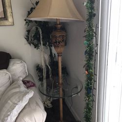 A lamp with glasses around