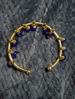 Gold with blue crystals anklet for women