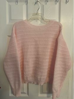NEW Soft Pink Lightweight Knit Sweater | Bow Back Detail | Size Large