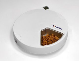 Closer Pets C500 5 Bowl Digital Timer-Controlled Automatic Pet Feeder - 5-Meal Feeder with Stainless Steel Bowl and Ice Packs, Wet or Dry Food, 5 Meal