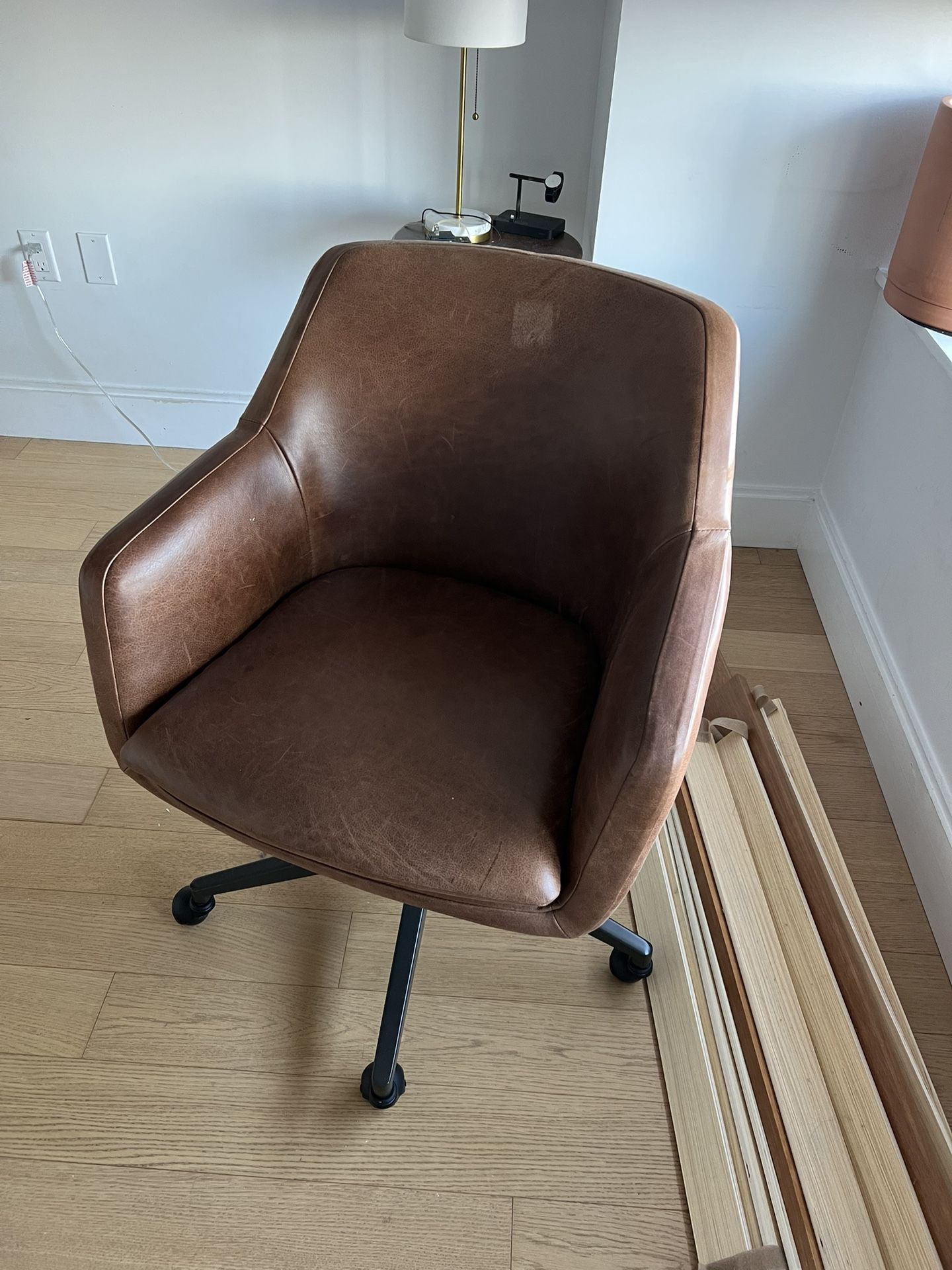 West Elm Leather swivel Chair