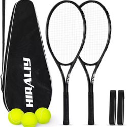 HIRALIY Adult Recreational Tennis Rackets for Adults 2 Pack,27 inch 1 Tennis Bag