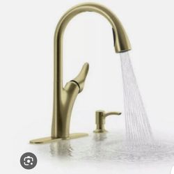 Kohler Brushed Gold Transitional Pull Down Kitchen Faucet