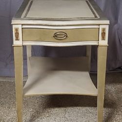 Vintage 
Country French Style Side Table W/Drawer and Bottom Shelf.