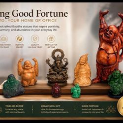 8 Spiritual Decor Statues - Buddha & Ganesha 